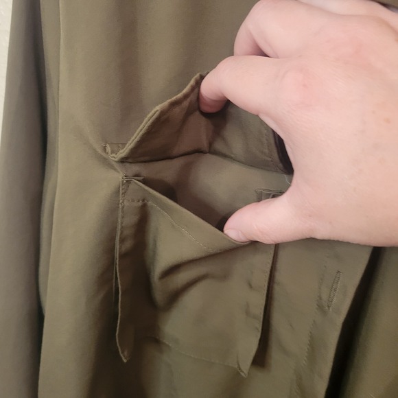 Utility Bomber Jacket Army Green Cuff Sleeve‎ Elastic Drawstring Waist Small - Picture 4 of 11
